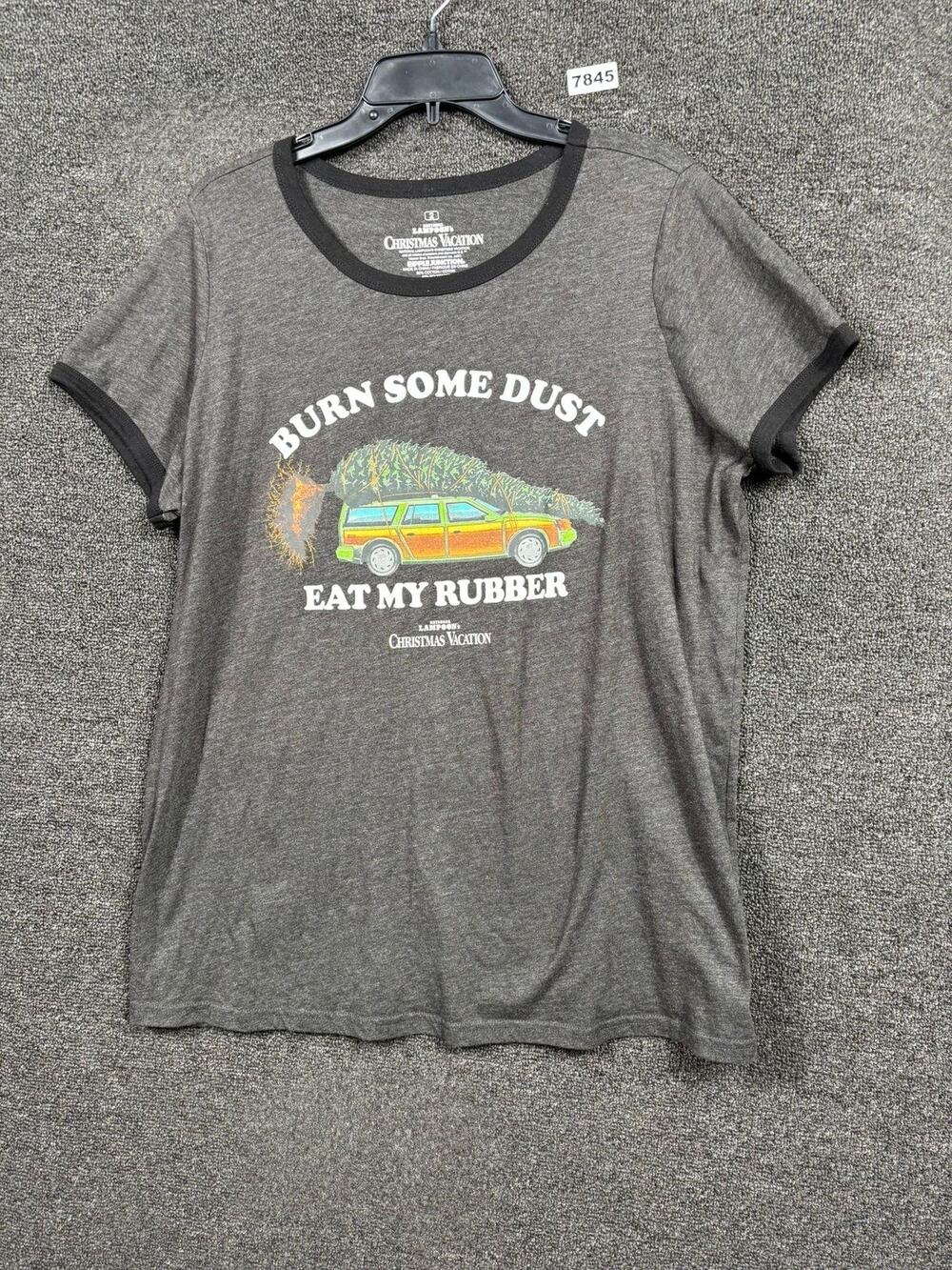 Ripple Junction Christmas Vacation Shirt Womens 2 Gray Ringer Burn Some Dust Tee